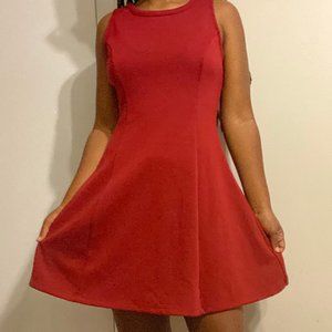 red skater dress